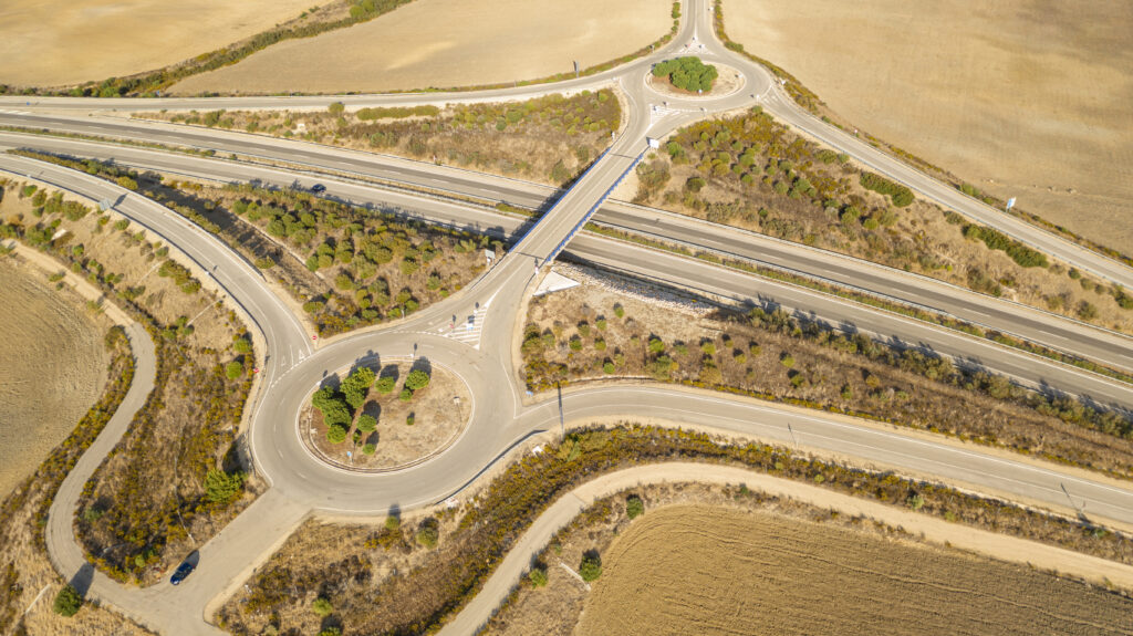 modern highway taken by drone